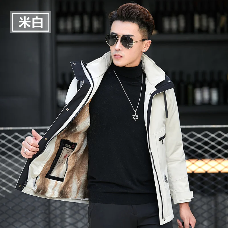 

100% Real Mink Fur Liner Male Jacket Autumn 2024 Hooded Men's Winter Parka Business Warm Thick Men Clothes Abrigo Hombre Gxy996