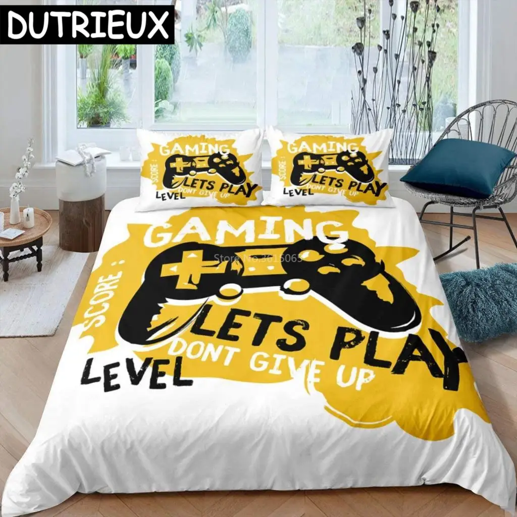 

Creative Gamer Gamepad Pattern Bedding Set Duvet Cover Cartoon Duvet Cover Set With Pillowcase Twin Full Queen King Bedclothes