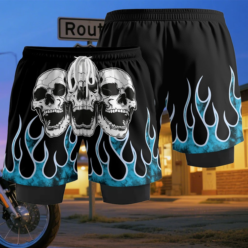 

Новые мужские спортивные шорты на открытом воздухе, быстросохнущие дышащие мотоциклетные велосипедные шорты 2-в-1, шорты для фитнеса, бега, пляжного серфинга и плавания