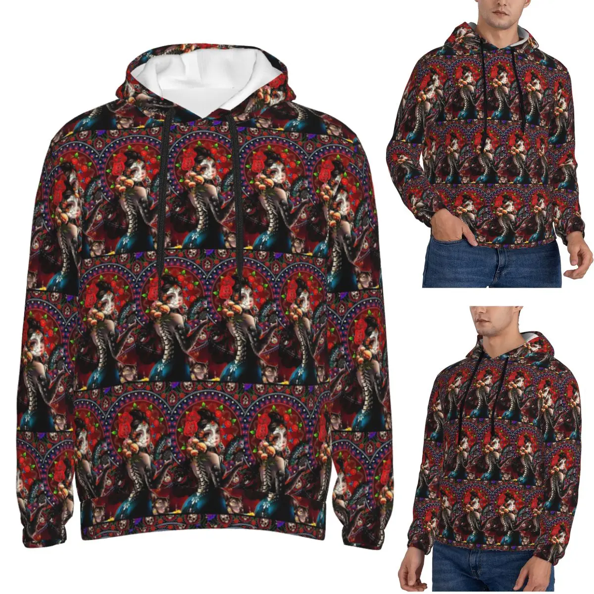 المكسيك يوم الموتى السكر الجماجم هوديي الهيب هوب البلوز الخريف الشتاء الرجال النساء بلوزات طويلة الأكمام بلايز