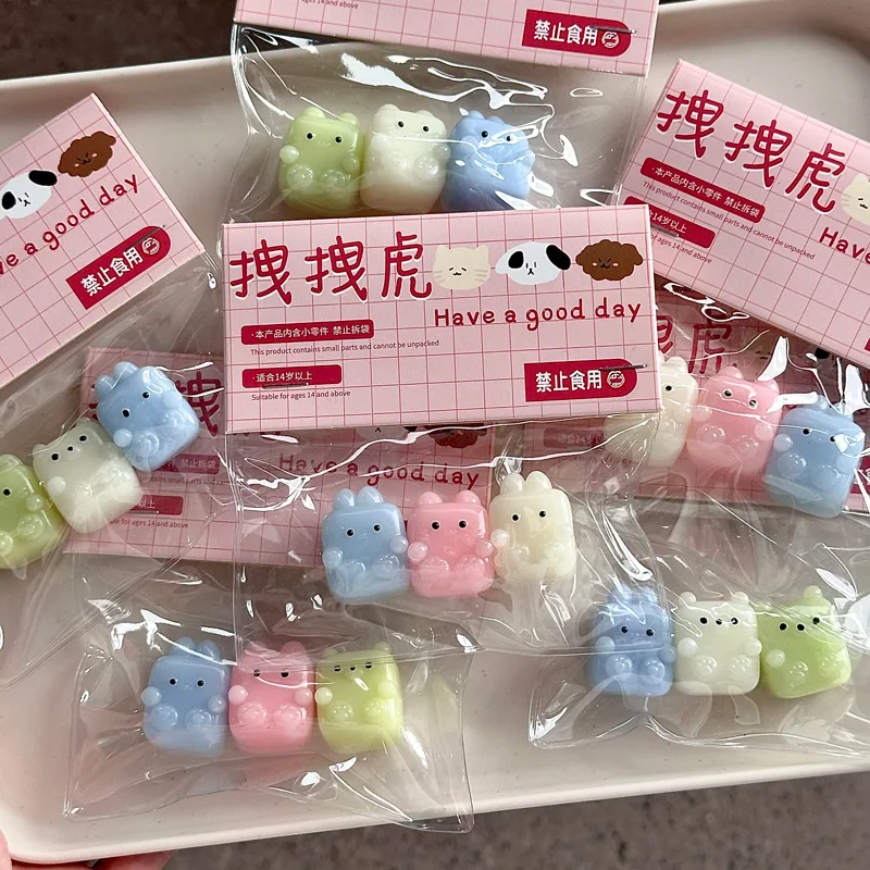 Kawaii Three Dumpling Fluffy Color Mini Cartoon Little Animals Cute Squishy Birthday Gift Pinching Irritability Autism Kids Toys