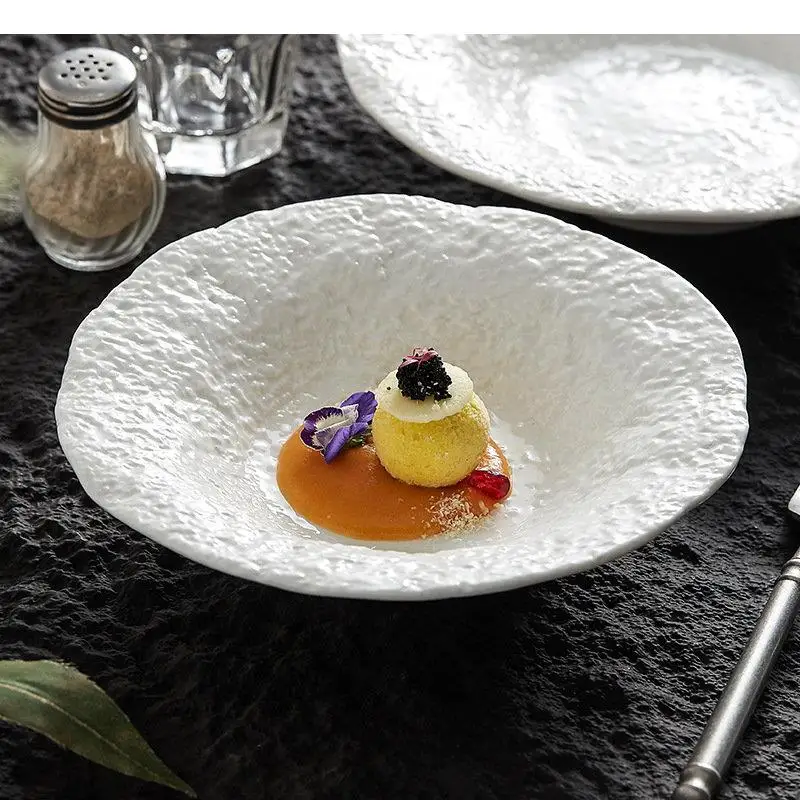 Ceramic Dinner Plate Restaurant Stone Texture Soup Salad Spaghetti Plates Dessert Dish Sashimi Home Tableware