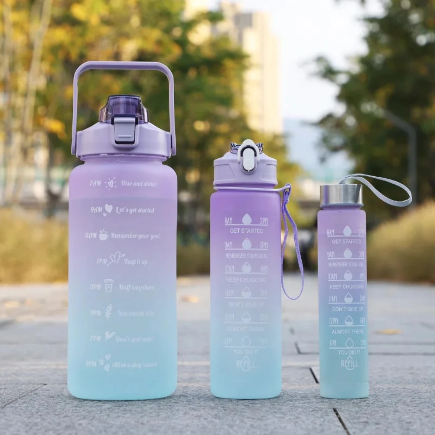 Wholesale Bucket Style Large Capacity Gradient Three-piece Plastic Water Bottle with Straw - High Appearance Space Cup Glass cup