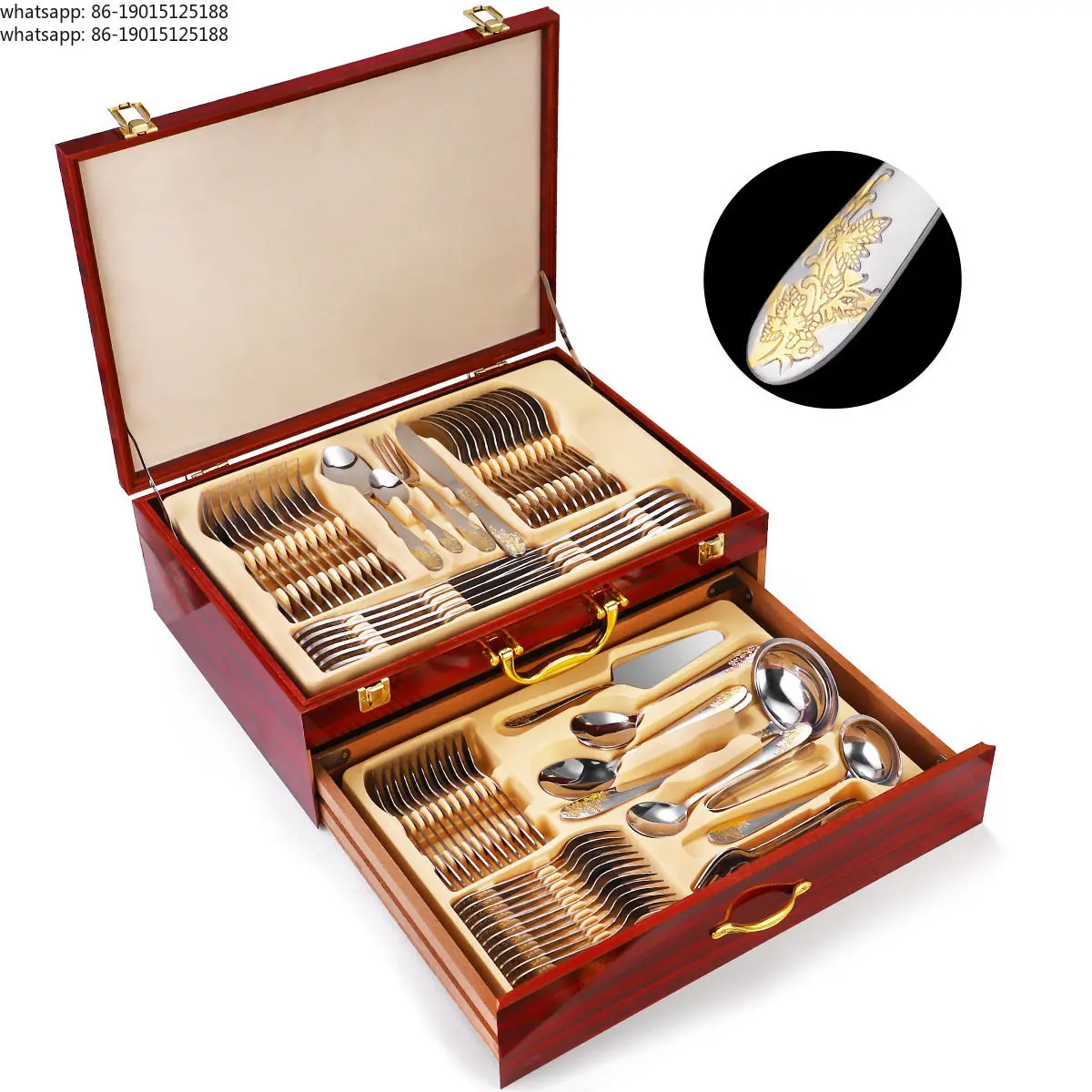 Tableware set 72-piece set 84-piece set gold-plated stainless steel knife, fork and spoon gift box