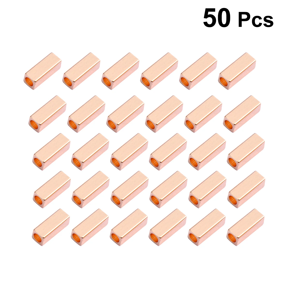 

50pcs Rectangular Hollow Spacers Copper Beads Jewelry Making Diy Necklace Bracelet Earrings Gold Color Lightweight Durable Metal
