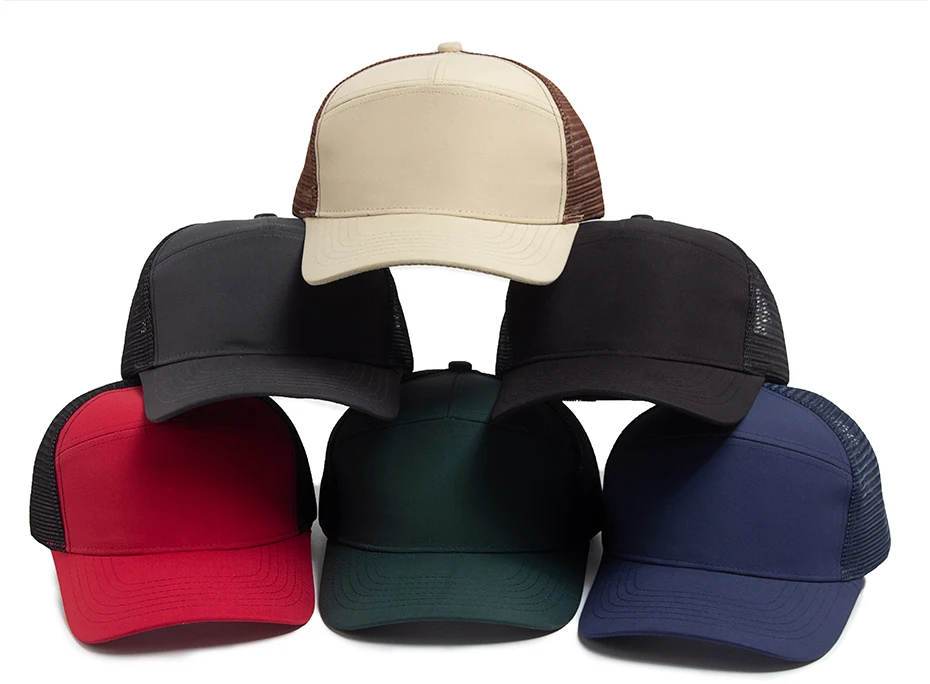 Sommer 7-Panel-Baseballmütze, modische Hip-Hop-Mesh-Kappen, Herren, Trucker-Mütze, Visier, Hardtop, Snapback, Damen, Unisex, coole neue Marke – Detail 1
