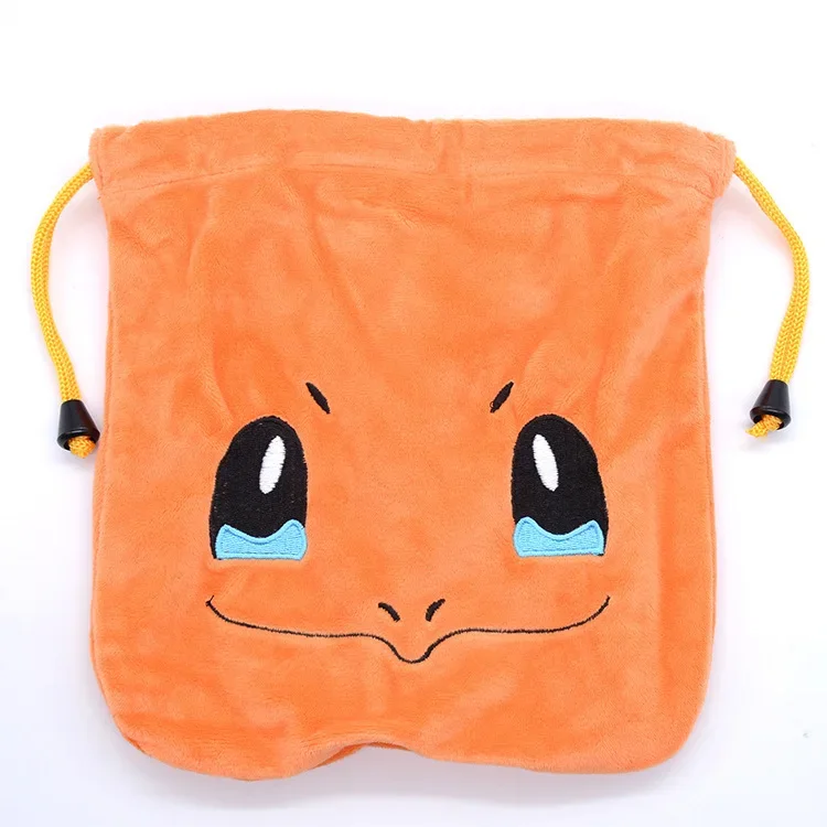 Pokemon pikachu charmander squirtle anime curto pelúcia cordão de armazenamento portátil saco cosmético moeda bolsa crianças presente aniversário