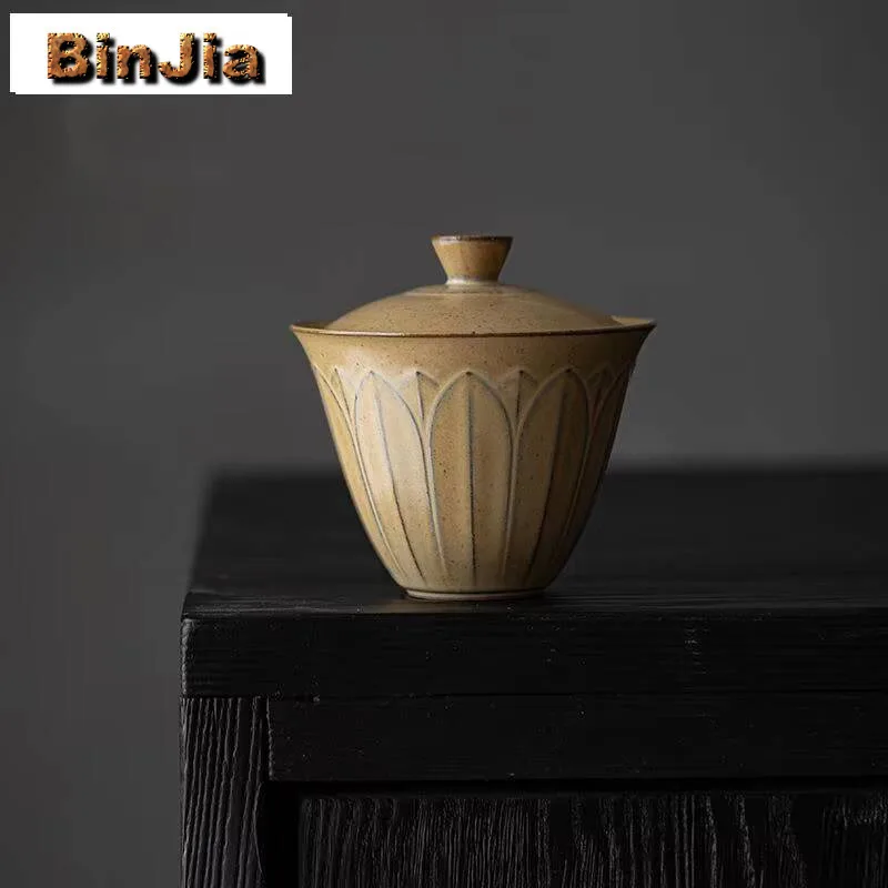 

Грубая керамическая крышка ручной работы, набор мисок, японский лепесток хризантемы, бутик, чайник, тарелка, сервизы для заваривания чая, подарок