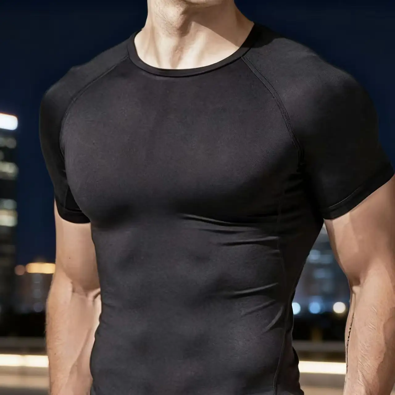 Camiseta de compresión para correr para hombre, camiseta ajustada de manga corta para fitness, camiseta de entrenamiento para correr, ropa deportiva para gimnasio de secado rápido