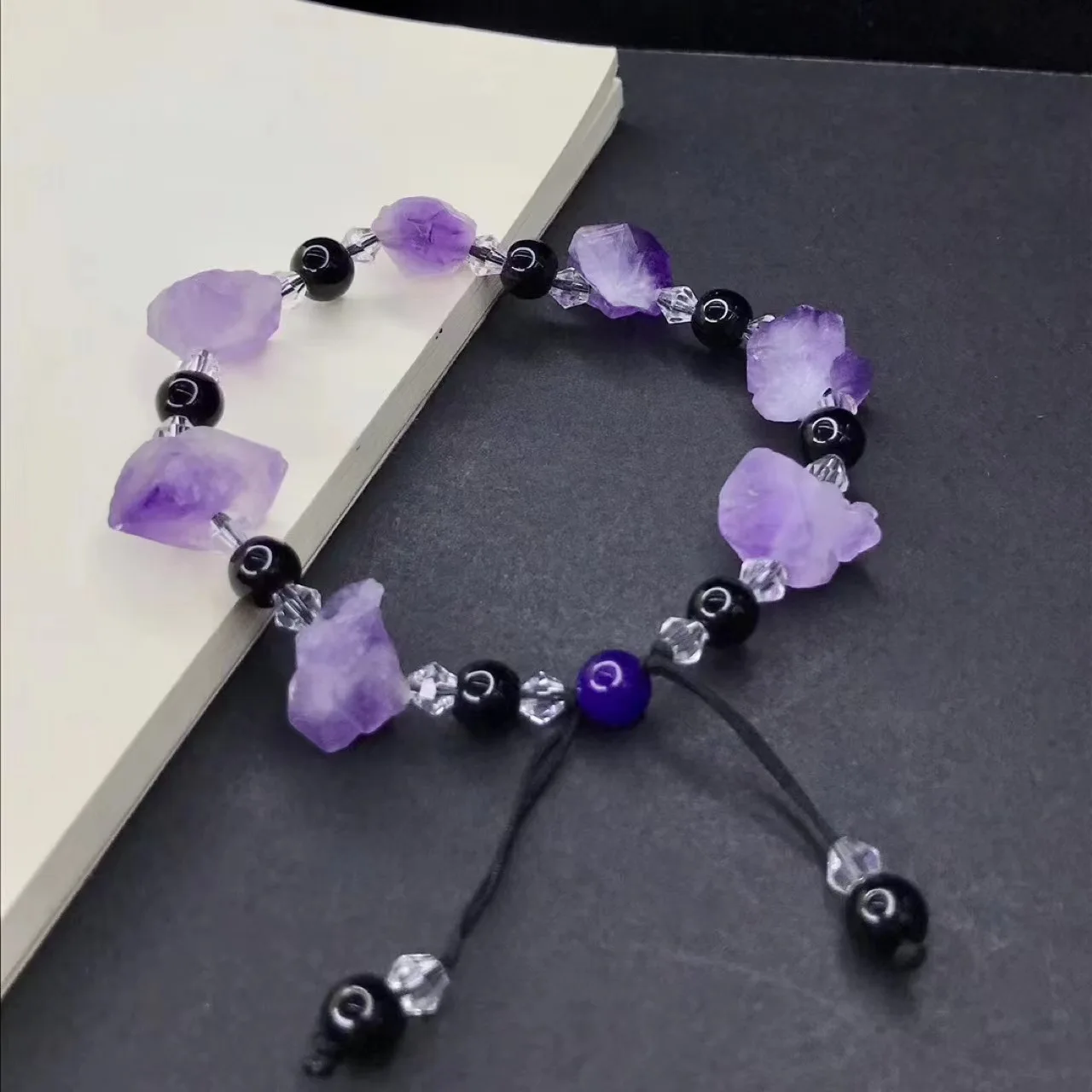 Natural Amethyst Raw Stone Bracelet, DIY Design Handmade Crystal Jewelry, Wholesale Supply