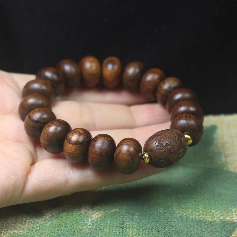 Black Rosewood 15*10 Abacus Beads Buddha Bracelet Jujube Wooden Cultural Artifact Rosary
