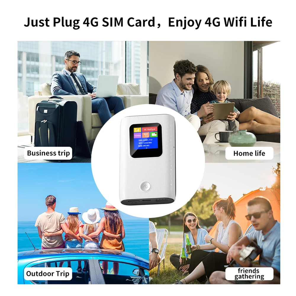 KuWFi CAT4 4G Mobile Router 2.4G Wireless WiFi Hotspot Portable Travel Mini LTE Router SIM Card Slot Built-in 6000mAh Battery