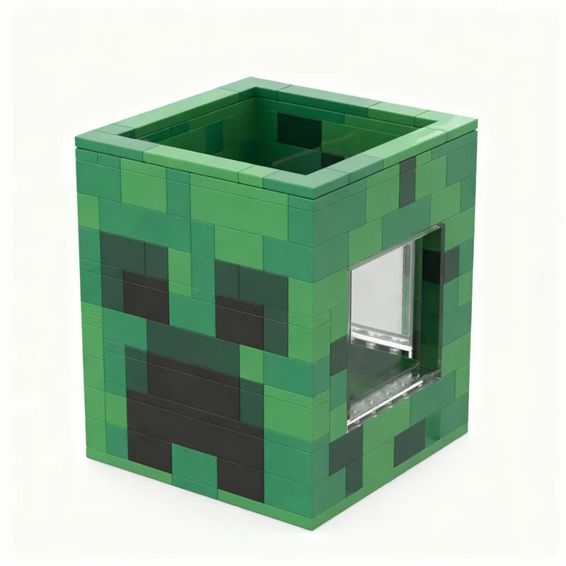 204pcs MOC Creeper GBC Ball Bin - Pencil Cup Model Building Blocks Toys Creative Display Assemble Collection Craft Brick 3D
