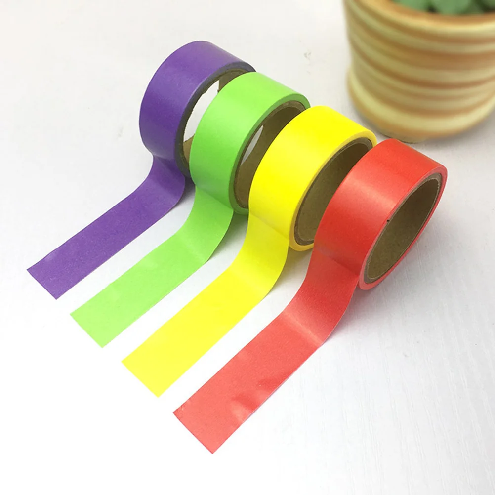 4 Rolls of Washi Tape Coloured Decorative DIY Tape Rainbow Candy Color Adhesive Masking Tape for Planners Scrapbooking Phone