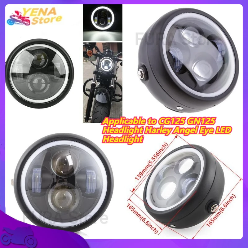 

Motorcycle Accessories Modification LED Retro Headlight Applicable to CG125 GN125 Headlight Harley Angel Eye