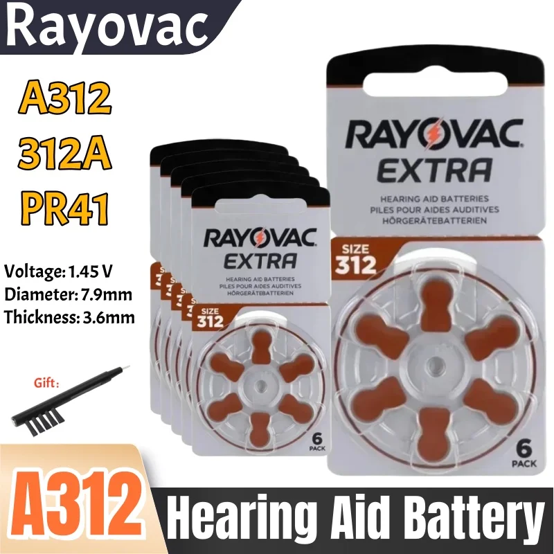 Rayovac Extra A312 PR41 baterías para audífonos 1,45 V 312 312A A312 PR41 batería de aire de Zinc para audífonos BTE CIC RIC OE