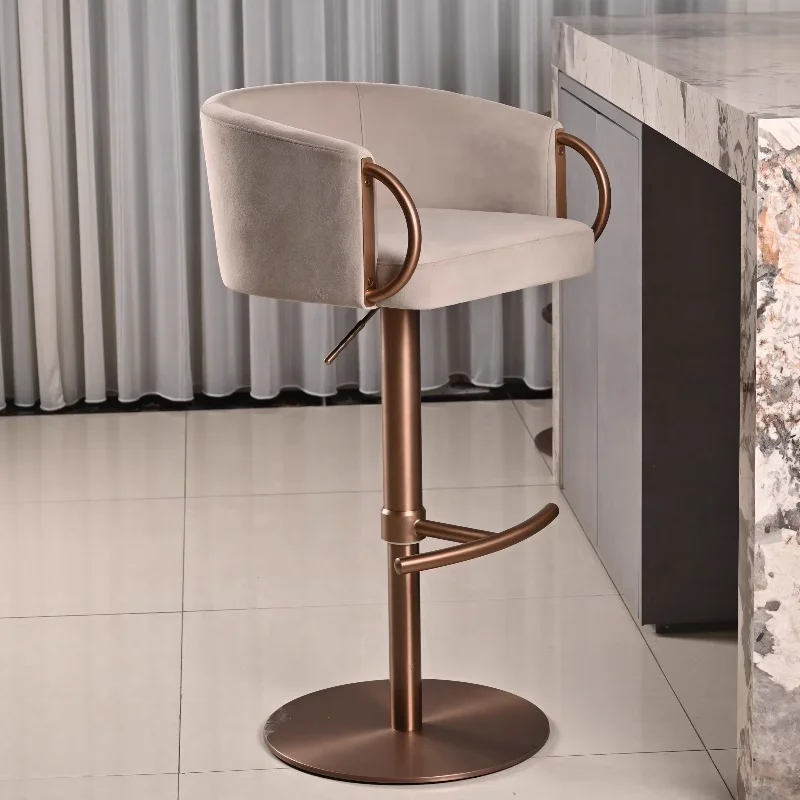

Heavy Duty Light Luxury Restaurant Bar Stool Simple Metal Frame Counter Height Rotating Kitchen Cafe Bar Chairs with Lifting