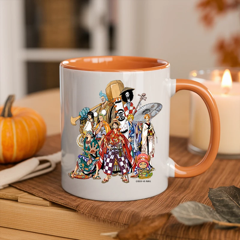 11oz anime uma peça chopper luffy dos desenhos animados criativo sanji brook bonito caneca de cerâmica kawaii escritório café leite xícara de chá presentes masculino