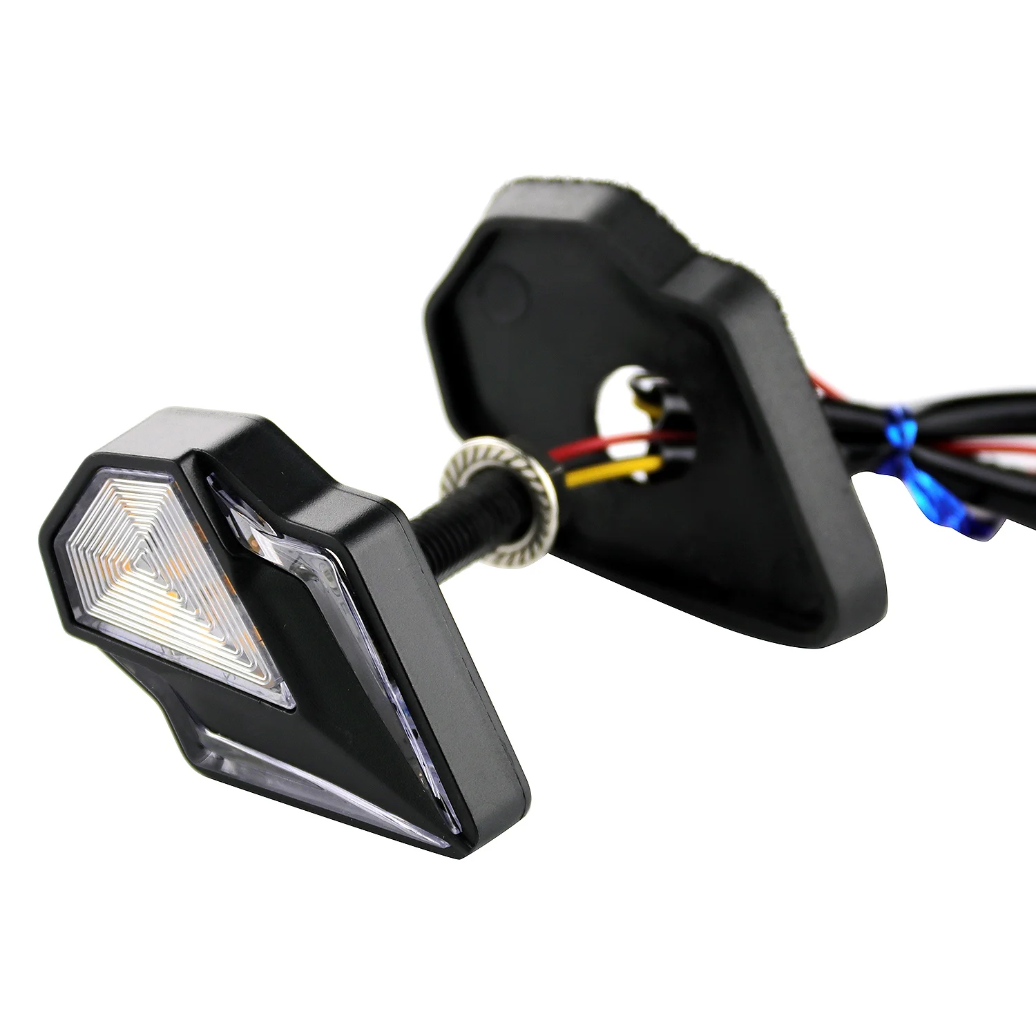 2Pcs Modified Universal Motorcycle Turn Signal Diamond-Shaped Dual-Light LED Corner Light Semaphore(Yellow + Red)