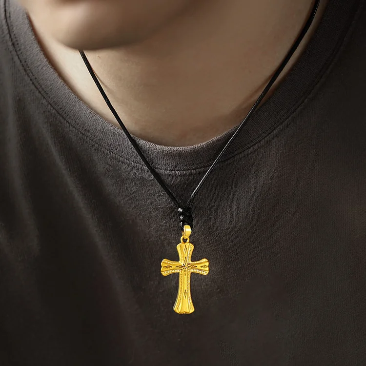 The new Copy 100% Real Gold 24k 999 necklace is not easy to fade pendant men's and collarbone for Pure 18K Gold Jewelry image 2