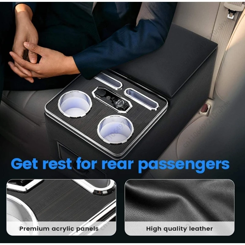 

Center Console 7-Color Mood Lighting Center Console Organizer Rear Armrest Back Bench Seat Storage Box for Car Minivan Van Truck