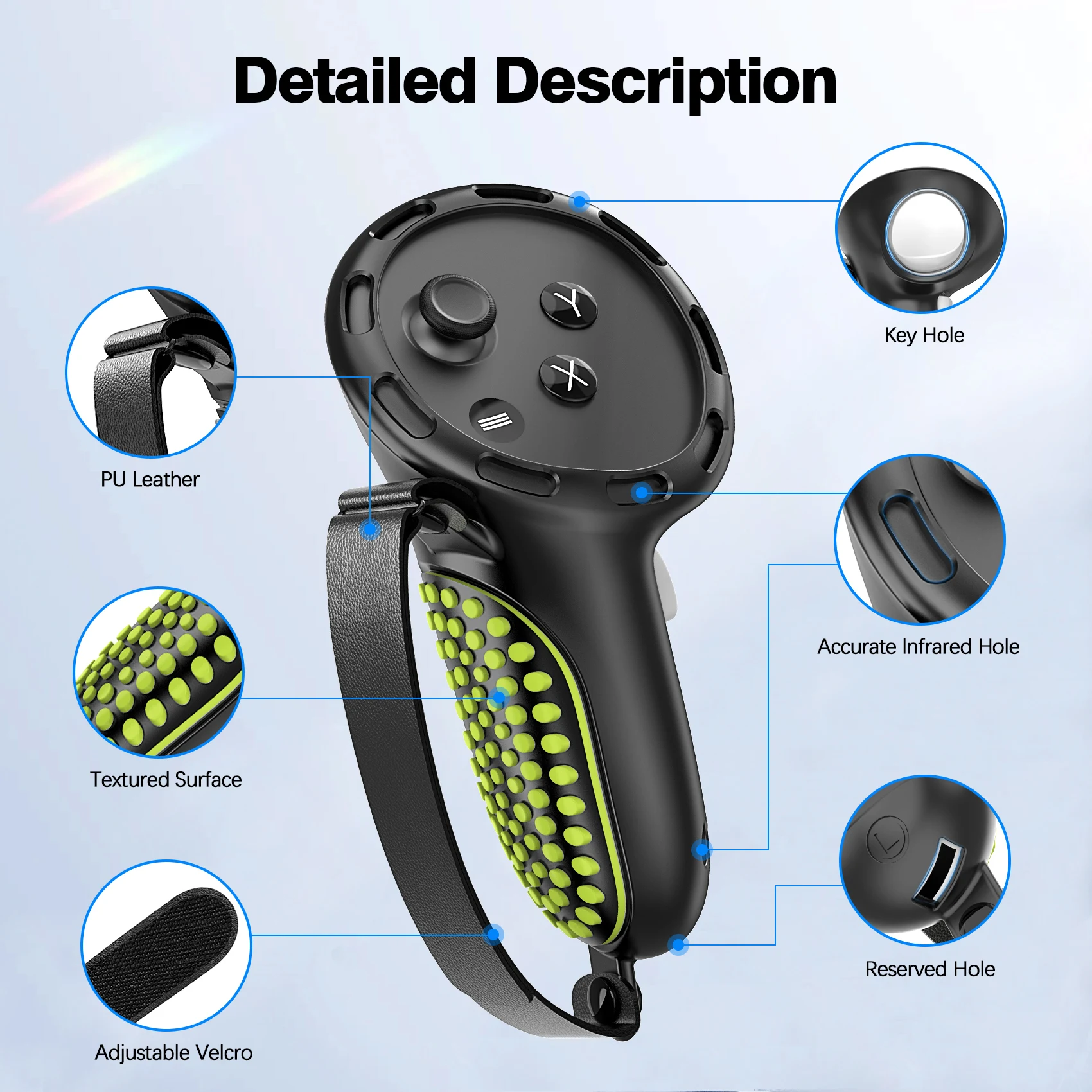 Capa de apertos de controlador compatível com acessórios quest 3s, protetor de capa de aperto de silicone com alças de junta