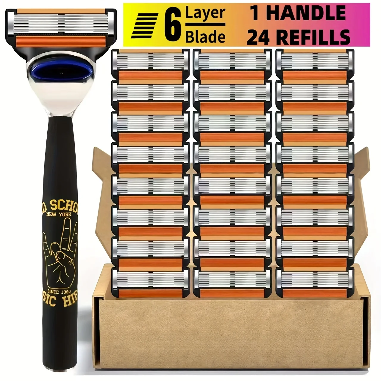 ماكينة حلاقة بتصميم جديد للرجال ماكينة حلاقة بستة طبقات ماكينة حلاقة قابلة لإعادة الاستخدام شفرة مستوردة أداة متعددة تغيير الرأس #1