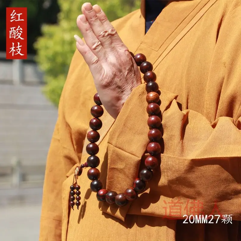 

Крылка красной кислоты, 20 мм, ручная нить, 108 больших бусин, бусины из сандалового дерева, специальный кулон для зала Будды