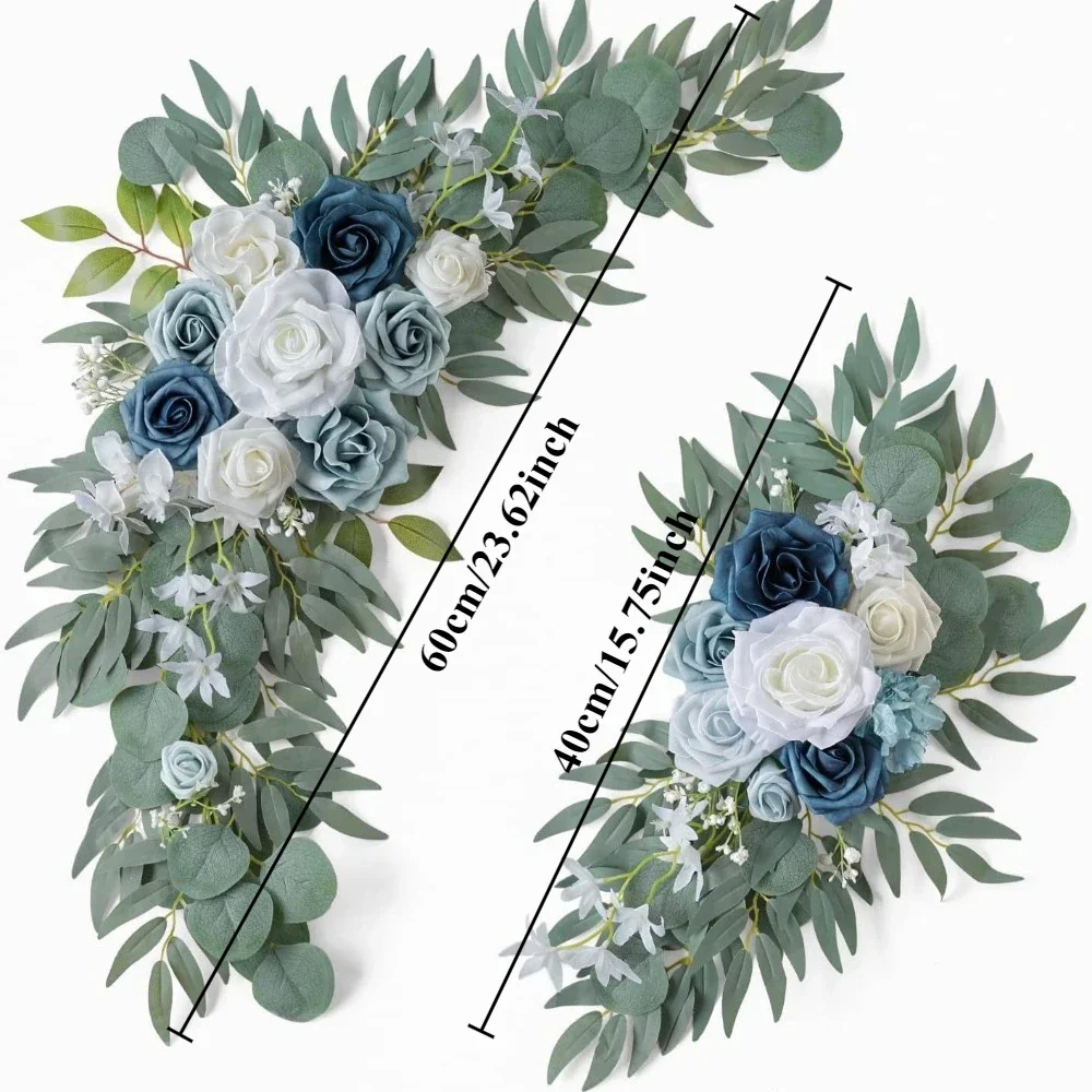 Romantische weiße künstliche Hochzeitsblumen, künstliche Bogenblumen, künstlicher Hochzeitsbogen, Blumen-Set, Hochzeit, Willkommensschild, Dekor – Detail 31