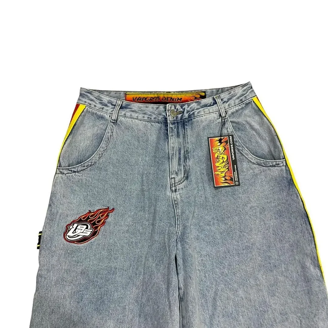 Pantalones vaqueros holgados con estampado de letras Harajuku, pantalones de pierna ancha de vaca, pantalones vaqueros Y2K para hombre, ropa informal estilo Hip Hop Retro, pantalones de pierna ancha