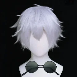 Gojo Satoru Cosplay Synthetic wig Wigs Anime Jujutsu Kaisen Gojo Short Heat Resistant Synthetic Hair Party Wig Without Eye Patch