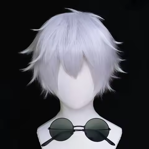 Gojo Satoru Cosplay Synthetic wig Wigs Anime Jujutsu Kaisen Gojo Short Heat Resistant Synthetic Hair Party Wig Without Eye Patch