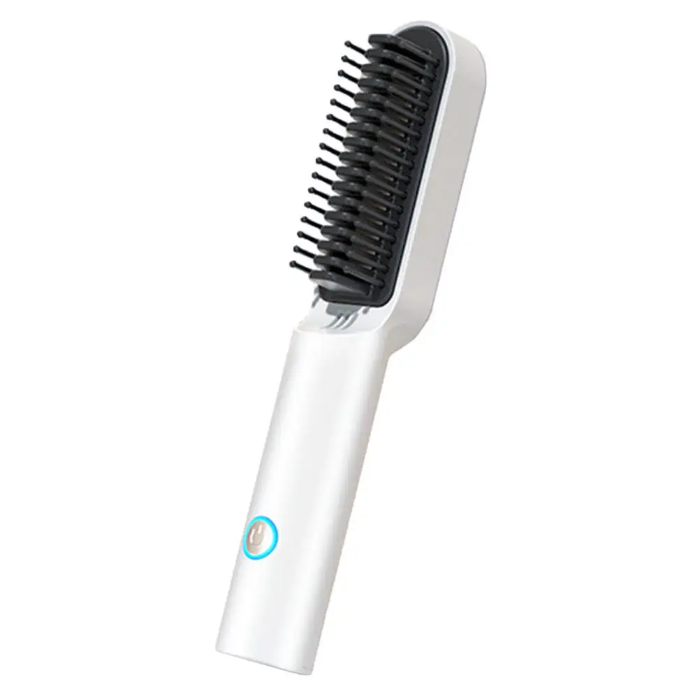 1Set Lightweight Unbreakable Hair Straightener Brush USB Powered Heating Comb for All Hair Types Portable Hairdressing Styling