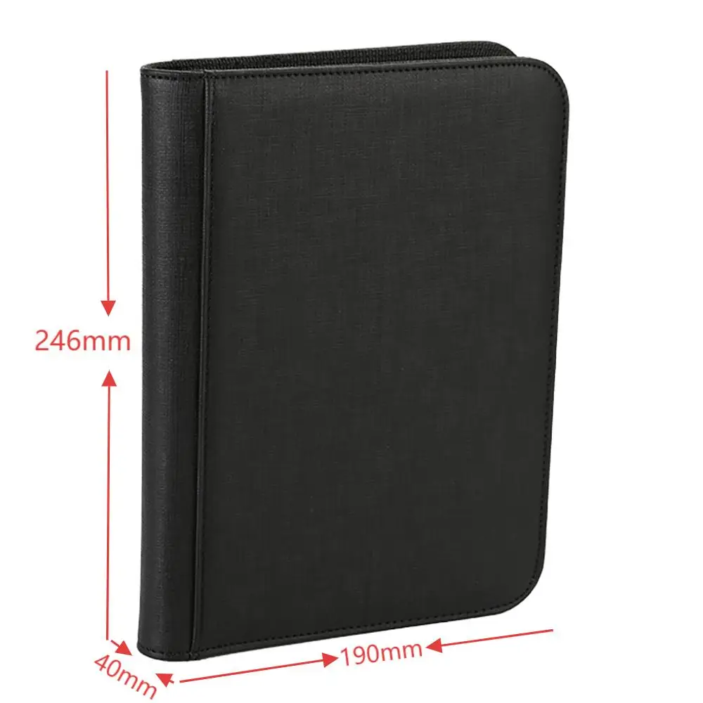 Álbum de cartões colecionável de couro pu, 4 bolsos, 160 compartimentos para cartões, bolsos de carregamento lateral, porta-cartões para cartões colecionáveis tcg