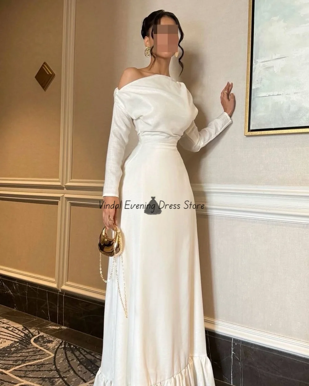Vindal Hoge Kwaliteit Vintage Enkellange A-lijn Galajurken Lange Mouwen Satijn Sexy Luxe Bruiloft Galajurken Jurken