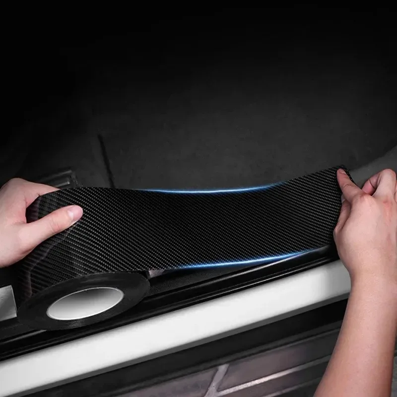Bande anti-rayures pour bord de porte de voiture, 1/2/4 pièces, noir 3D Nano Fiber de carbone, bande de protection universelle pour rétroviseur latéral de voiture, Film étanche