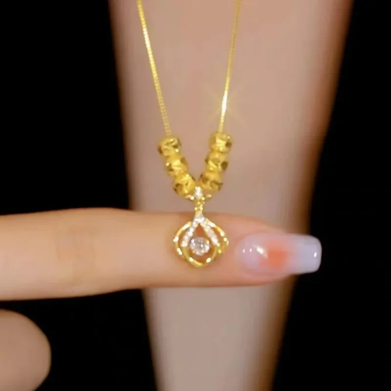 Light Luxury Lucky Bag Shape Pendant Transshipment Bead Necklace for Girl Good Luck Clavicle Chain Porno Niña Japonesa