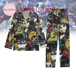 Disney Jack Skellington The Nightmare Before Christmas Pajama Set 3D Printed Casual Men's Women's Long Sleeve Shirt Pajama Set