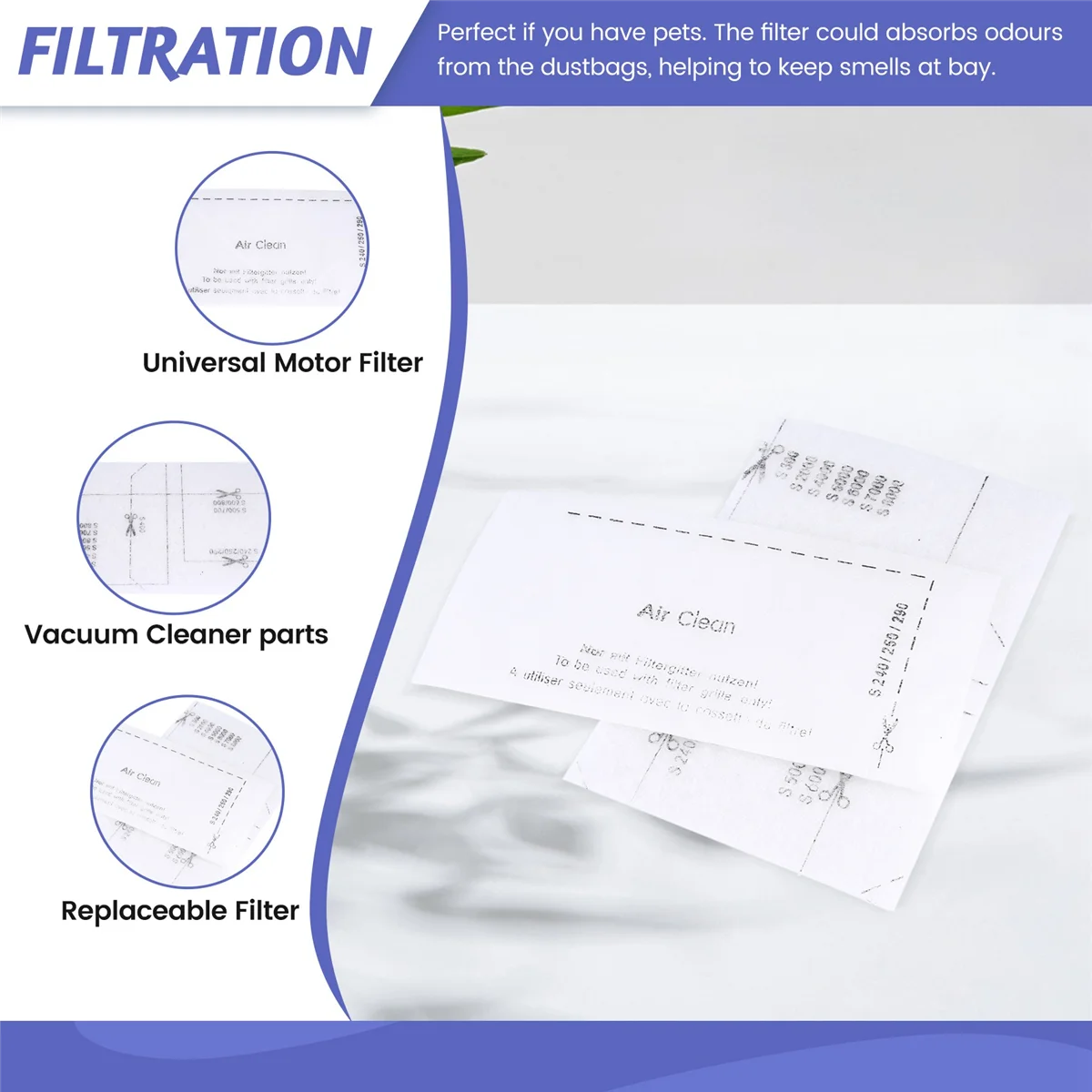 5 Pair Replaceable Vacuum Cleaner Accessory Universal Motor Filter for