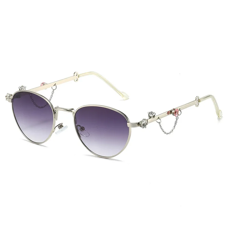 2026 Fashion Cool Designer Sunglasses Women Cat Eye Stylish Diamond Chain Decoration Flash Party Stars Sexy Luxur Shades