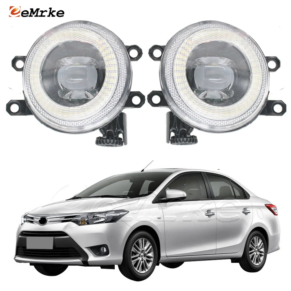 

Led Lights for Toyota Yaris Sedan MK3 Vios 2014 2015 2016 Fog Lamp Angel Eye DRL Ring Lens Daytime Running Light Left + Right