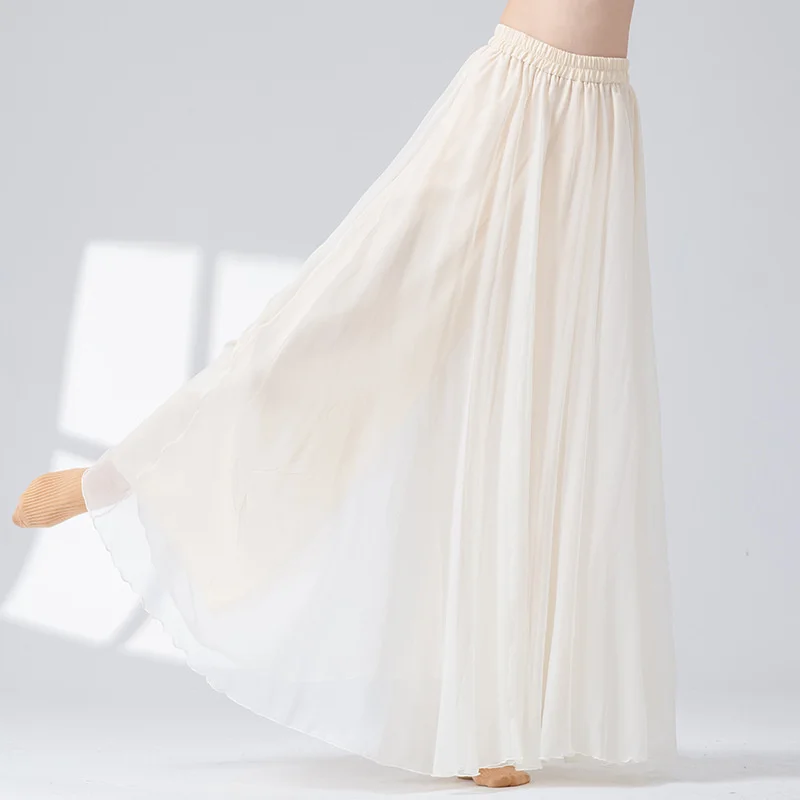 

Modern Dance Culottes Loose Wide Leg Skirt Pant Chinese Folk National Dancer Practice Clothes Chiffon Flowy Hanfu Classica Stage