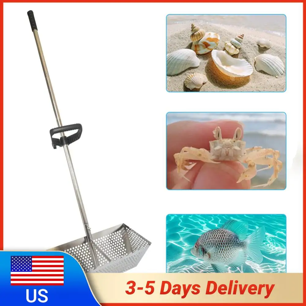 

Складной сифон для песка из нержавеющей стали, грабли для фильтрации песка, пляжная лопатка и сито для просеивания, инструмент для морепродуктов
