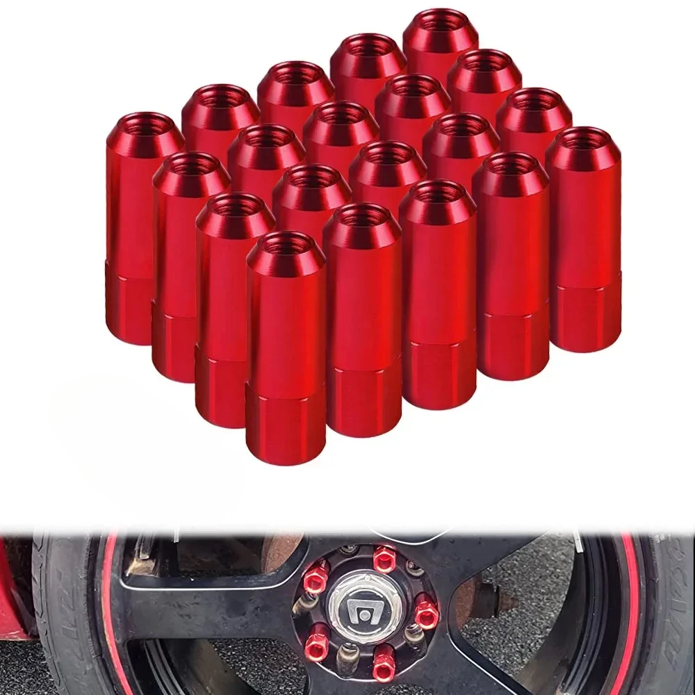 20pcs Car Wheel Lug Nuts M12*1.5 M12*1.5 Racing Lug Wheel Nuts Screw Aluminum Tuner 60mm Lug Nut Car Accessories