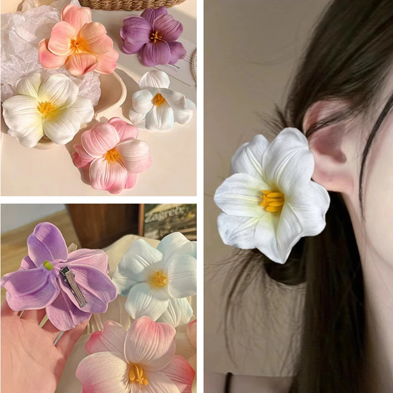 

Tulip Flower Hair Side Clip Women Girls Sweet Summer Beach Vacation Hairpin Summer Hawaiian Duckbill Barrettes Hair Decorations