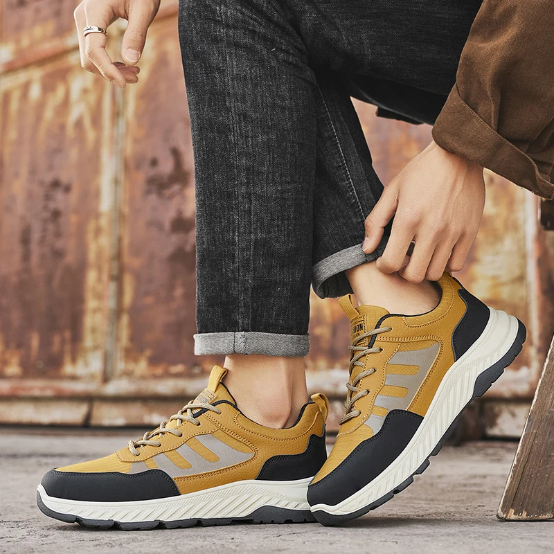 

New Men's Large-sized Stylish Round-toed Soft-soled Low-top Woven Casual Sports Outdoor Jogging and Mountaineering Shoes