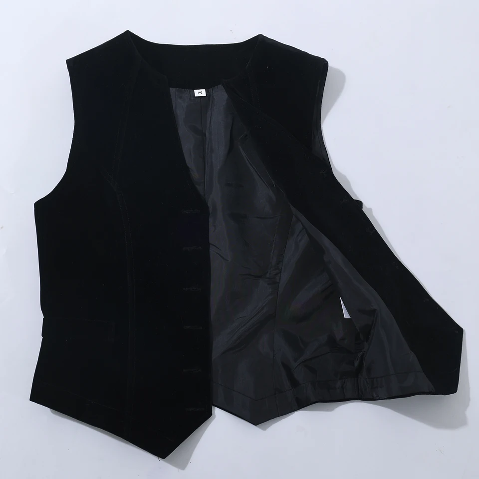 Chaleco de terciopelo vintage para mujer, cuello en V, sin mangas, corte ajustado, casual 2
