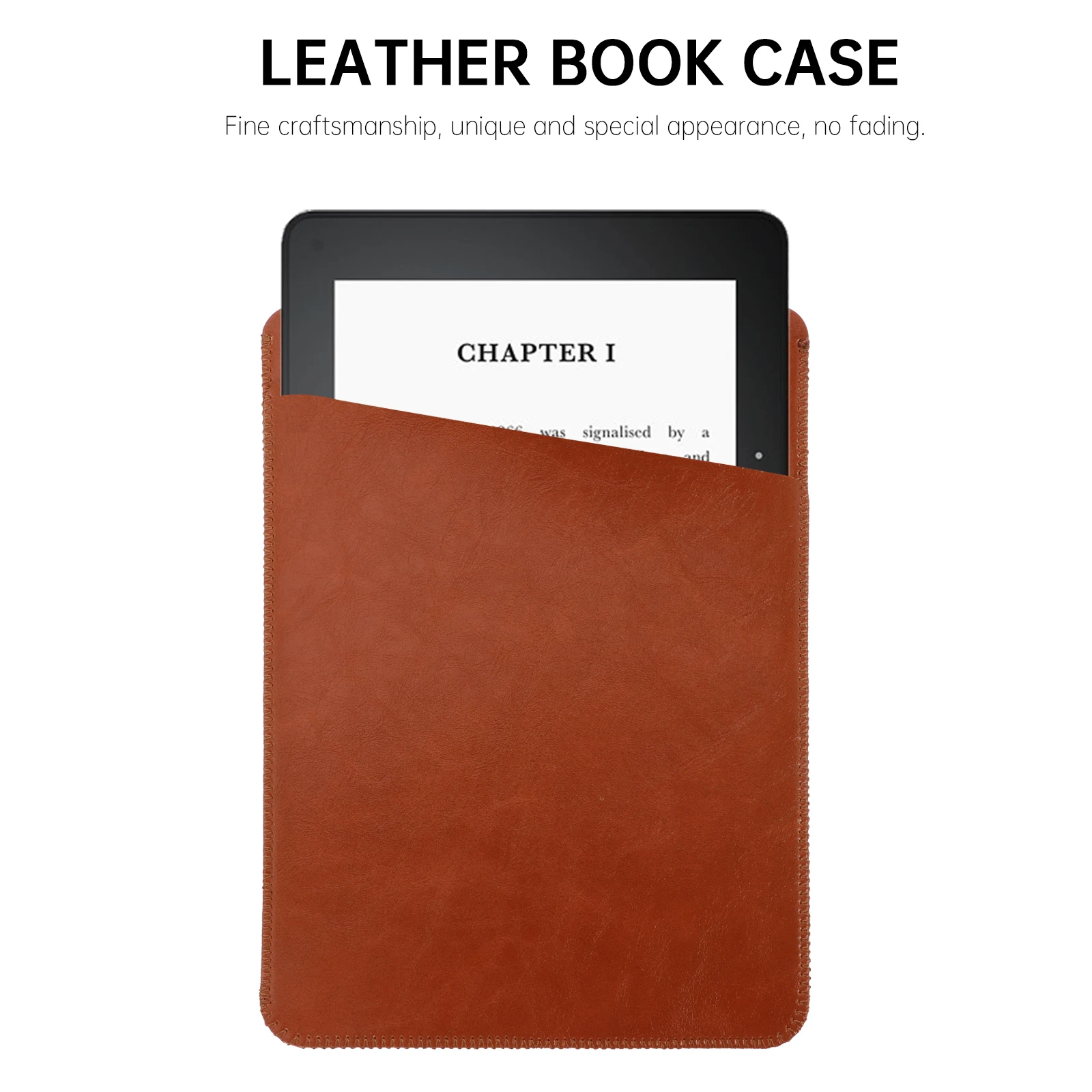 

1pc E-book Protective Case Basic Brown Imitation Durable Safe Non-fading One-hand Size 2019 Book Cover Shell Tablet