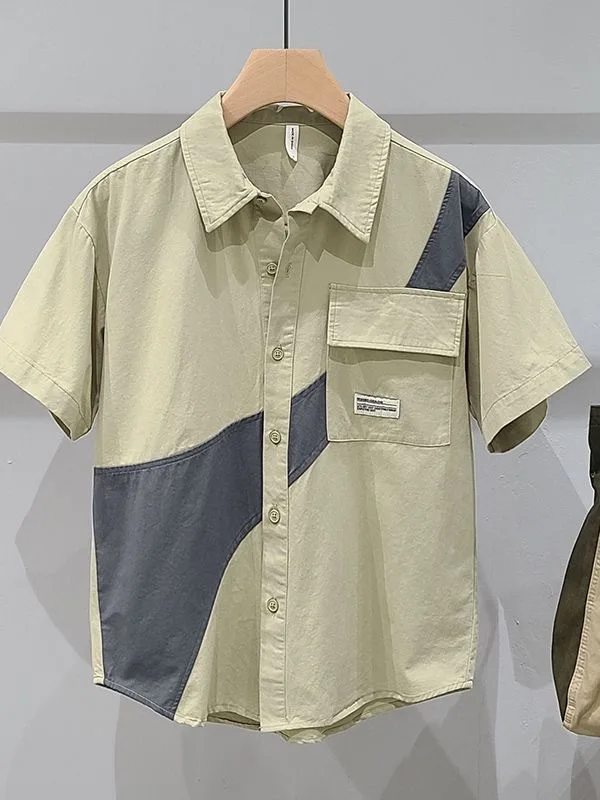 

Men's Summer Short Sleeve Shirt Ice Silk Loose Casual Fashionable Half Sleeve Outerwear Breathable Comfortable Polyester Fiber