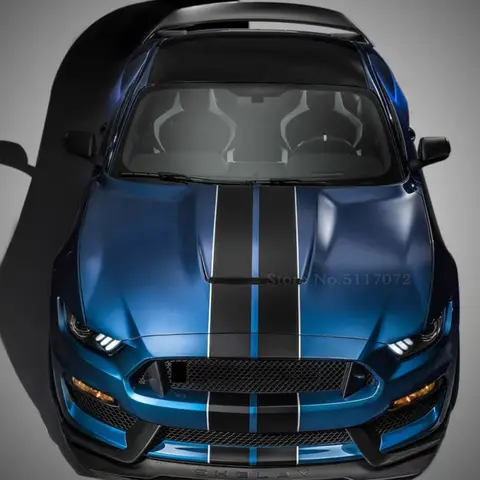 포드 머스탱 2015-2018 3PCS 자동차 랩 스티커 및 데칼 자동차 바디 키트 기어 시프트 스티커 레이싱 줄무늬 랠리 후드 비닐